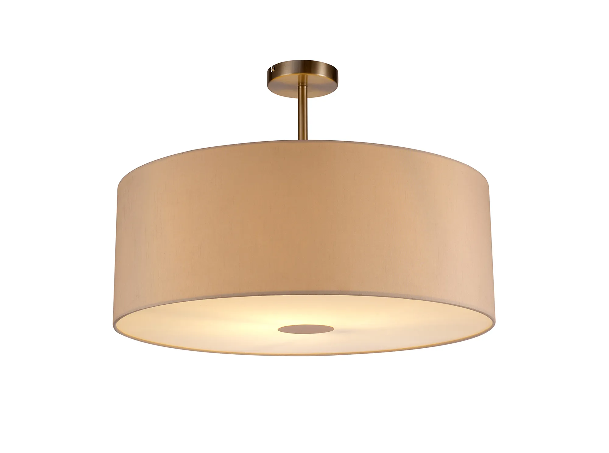 DK0272  Baymont 60cm Semi Flush 1 Light Satin Nickel; Nude Beige/Moonlight; Frosted Diffuser